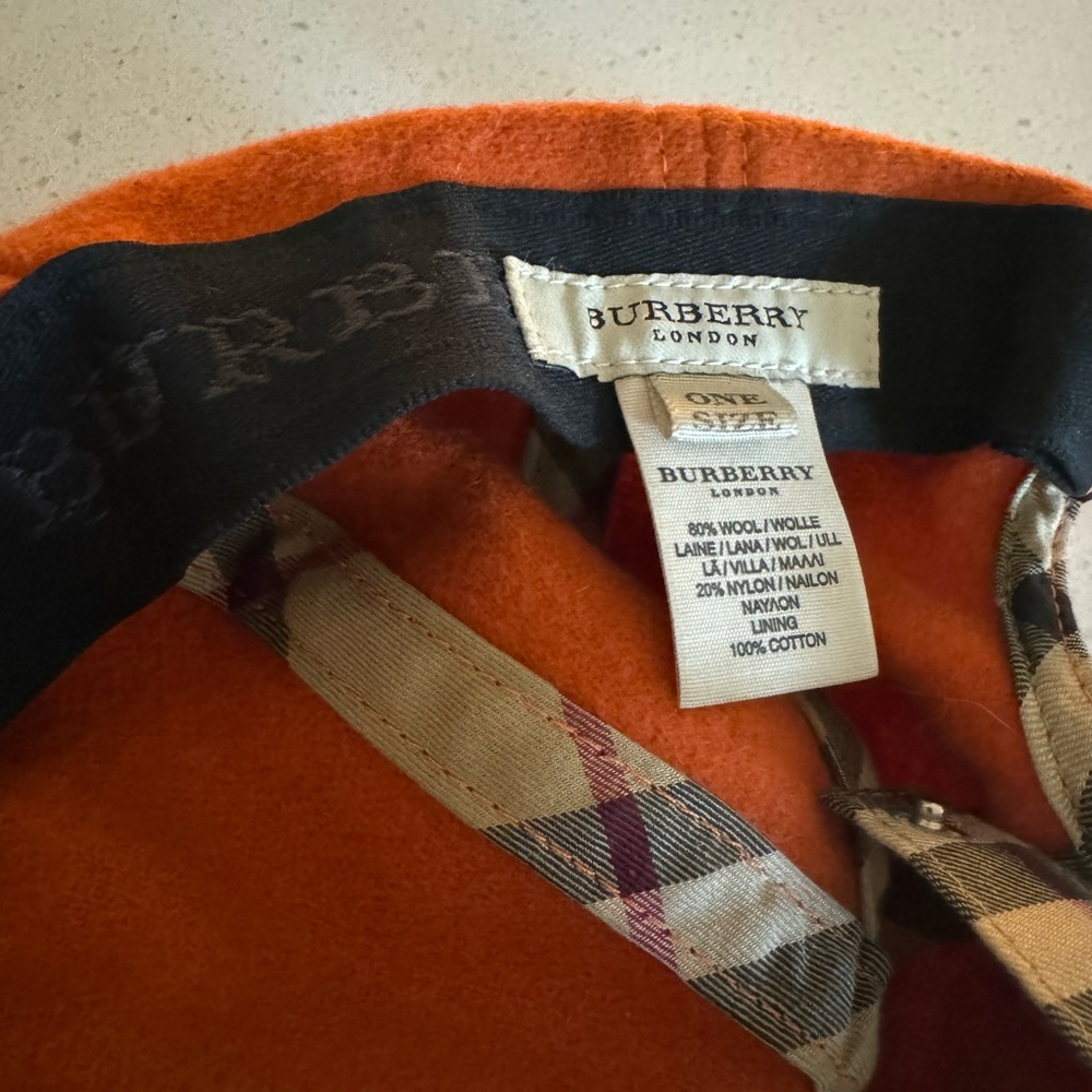 Burberry Wool Orange Baseball Hat Nwot View 6
